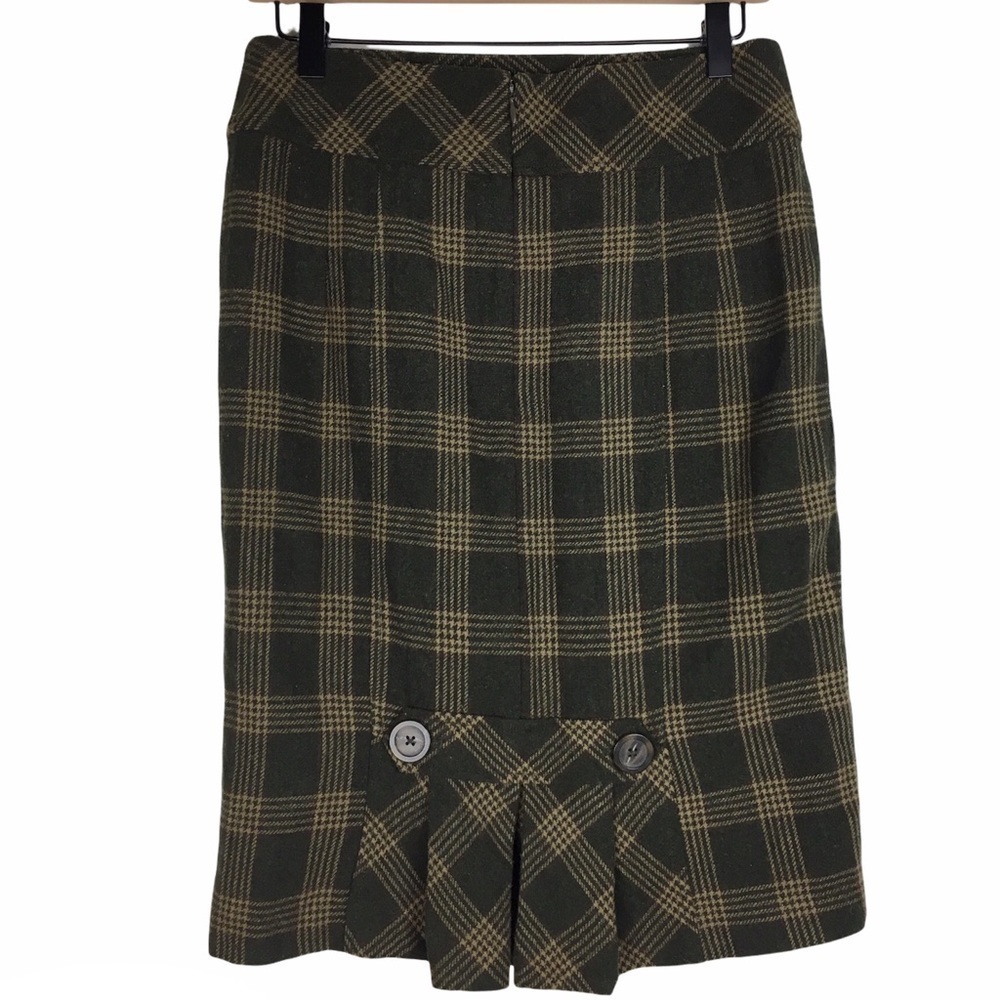BANANA REPUBLIC Skirt Wool Plaid Kick Pleat Dark Academia Preppy Pencil Size 4